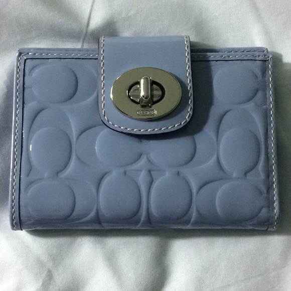 Coach Handbags - Coach Blue Turnlock Embossed Patent Wallet NEW!